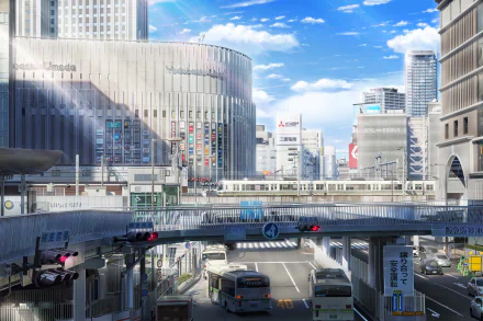 bus building Anime city anime city HD Desktop Wallpaper | Background Image