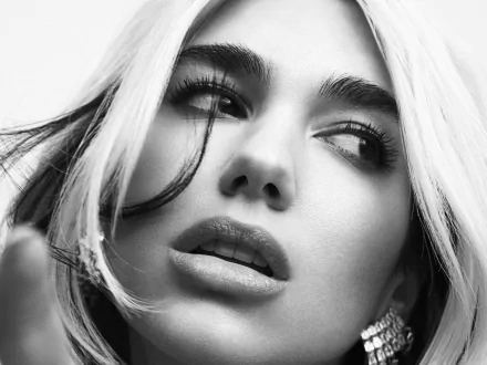 Black & White face English singer music Dua Lipa HD Desktop Wallpaper | Background Image