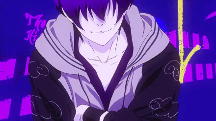 A 4K Ultra HD desktop wallpaper featuring Park Ilpyo from the anime The God of High School, depicted with a mysterious smile and dark-themed purple hues.
