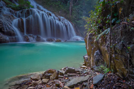 Indonesia lake nature waterfall HD Desktop Wallpaper | Background Image