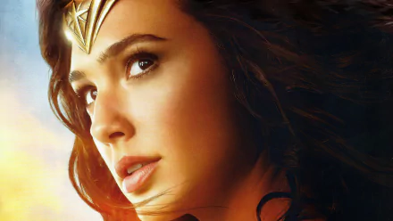 Close-up 4K Ultra HD image of Gal Gadot as Diana Prince from the DC Comics movie Wonder Woman 1984, showcasing her iconic face and headpiece.
