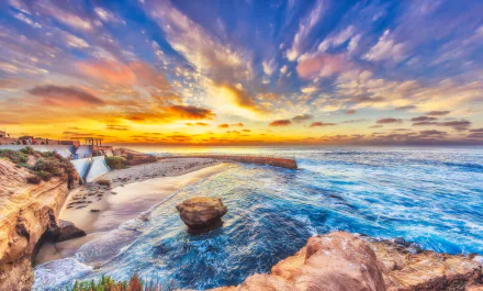 pacific ocean San Diego California horizon coast sunset beach photography ocean HD Desktop Wallpaper | Background Image