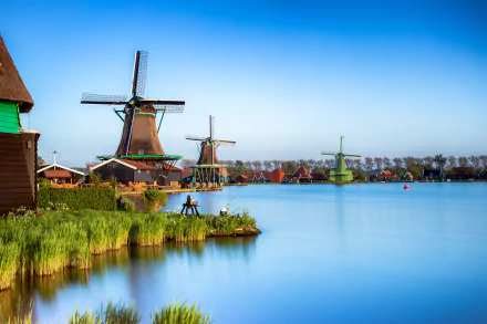 Netherlands man made windmill HD Desktop Wallpaper | Background Image