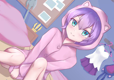 short hair purple hair aqua eyes hood Javelin (Azur Lane) Anime Azur Lane HD Desktop Wallpaper | Background Image