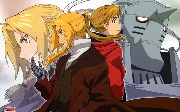 A dynamic 4K Ultra HD wallpaper featuring Alphonse and Edward Elric from the anime Fullmetal Alchemist, showcasing their iconic poses and expressions.