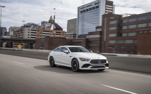 white car car Mercedes-AMG Mercedes-AMG GT 43 vehicle Mercedes-AMG GT HD Desktop Wallpaper | Background Image