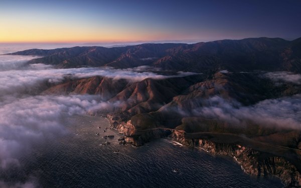 Earth Big Sur Mountain Aerial Coastline Cloud Landscape Apple Inc. HD Wallpaper | Background Image
