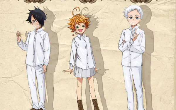 Emma (The Promised Neverland) Norman (The Promised Neverland) Ray (The Promised Neverland) Anime The Promised Neverland HD Desktop Wallpaper | Background Image