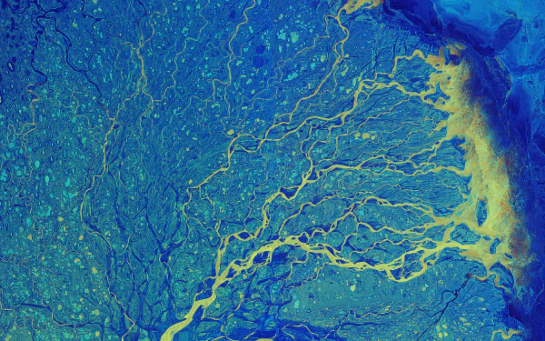  Lena River Delta, the largest delta in the Arctic.