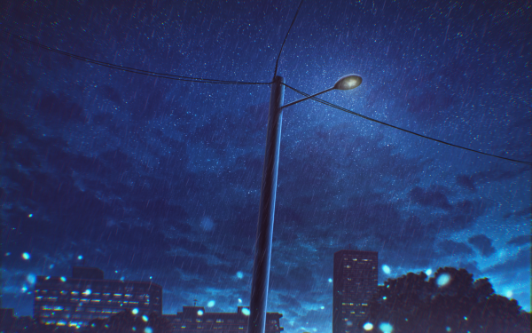 Anime Night Sky Rain HD Wallpaper | Background Image