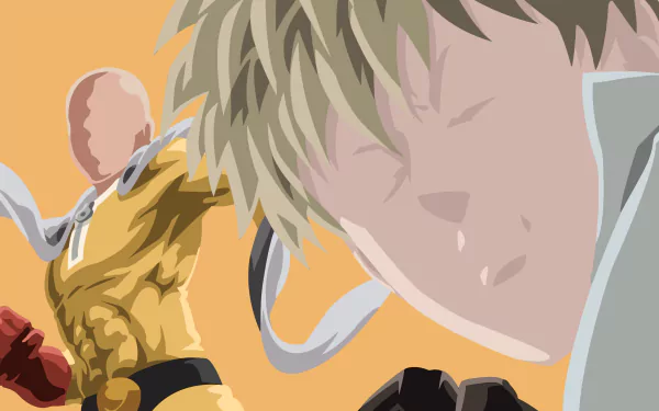 bald blonde superhero warrior minimalist Genos (One-Punch Man) Saitama (One-Punch Man) One-Punch Man - Season 2 Anime One-Punch Man minimalist anime HD Desktop Wallpaper | Background Image