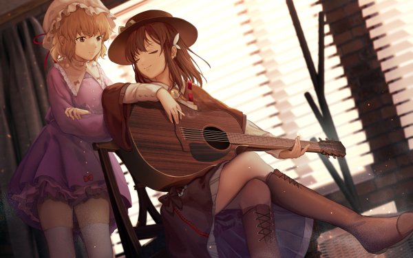 Anime Touhou Maribel Hearn Renko Usami Guitar HD Wallpaper | Background Image