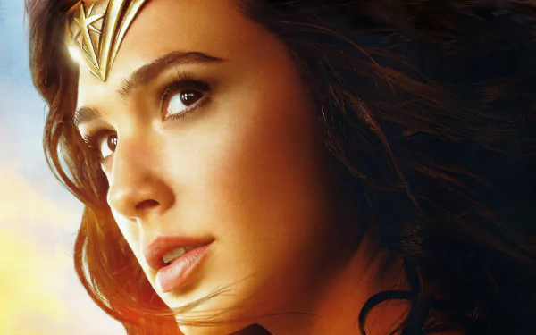Close-up 4K Ultra HD image of Gal Gadot as Diana Prince from the DC Comics movie Wonder Woman 1984, showcasing her iconic face and headpiece.