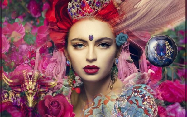 Women Artistic Flower Collage Face HD Wallpaper | Background Image