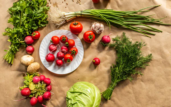 tomato radish potato garlic parsley cabbage onion food vegetable HD Desktop Wallpaper | Background Image