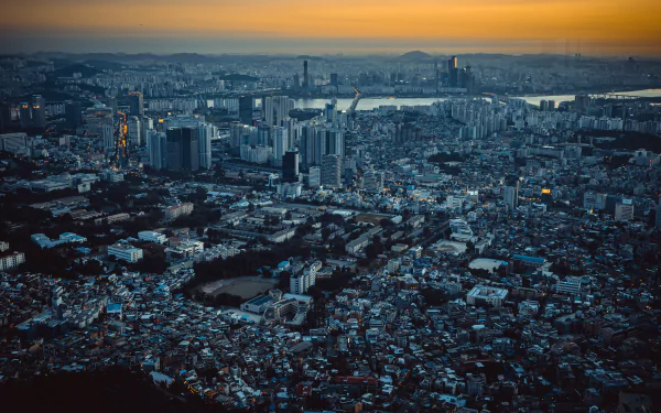 night sunset cityscape city man made Seoul HD Desktop Wallpaper | Background Image