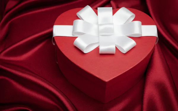 ribbon silk red box holiday Valentine's Day HD Desktop Wallpaper | Background Image
