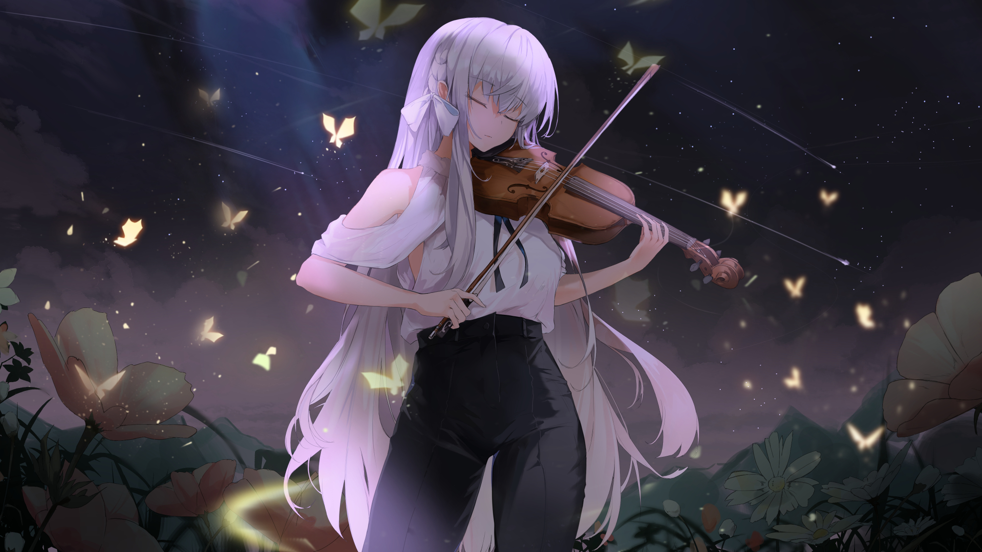 Anime girl playing the violin by クエモン