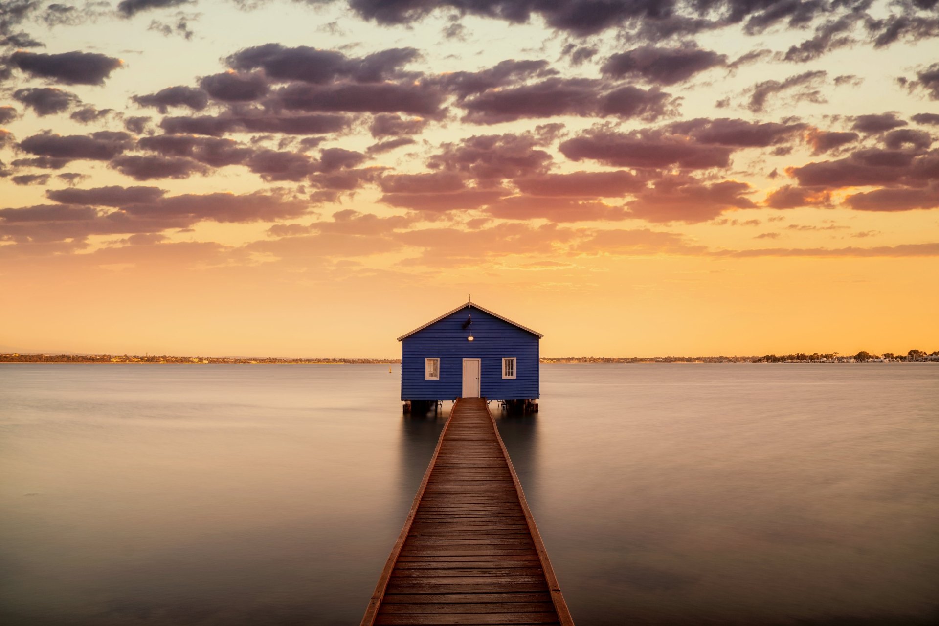 Download Sunrise River Sky Man Made Boathouse 4k Ultra HD Wallpaper by Anek Suwannaphoom