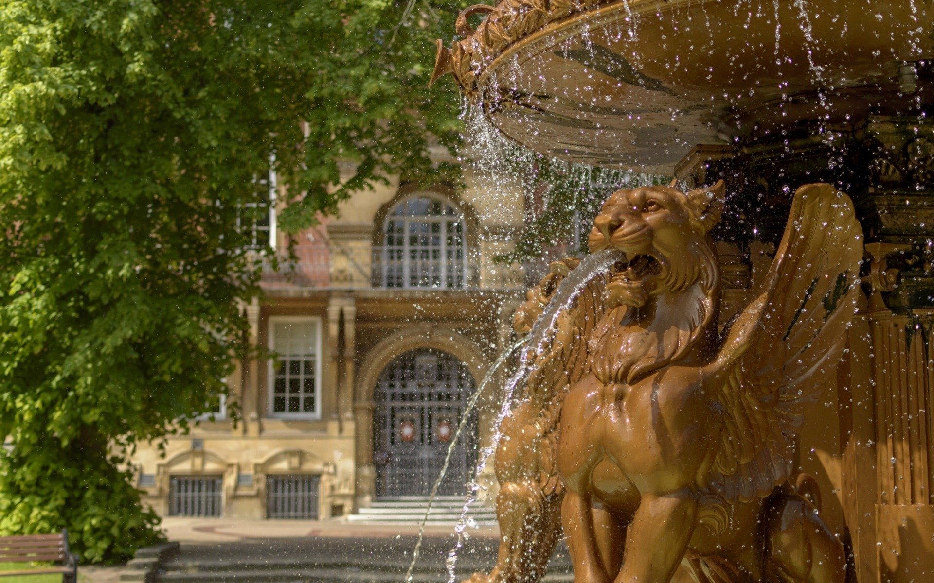 Download England Town Hall Man Made Fountain HD Wallpaper