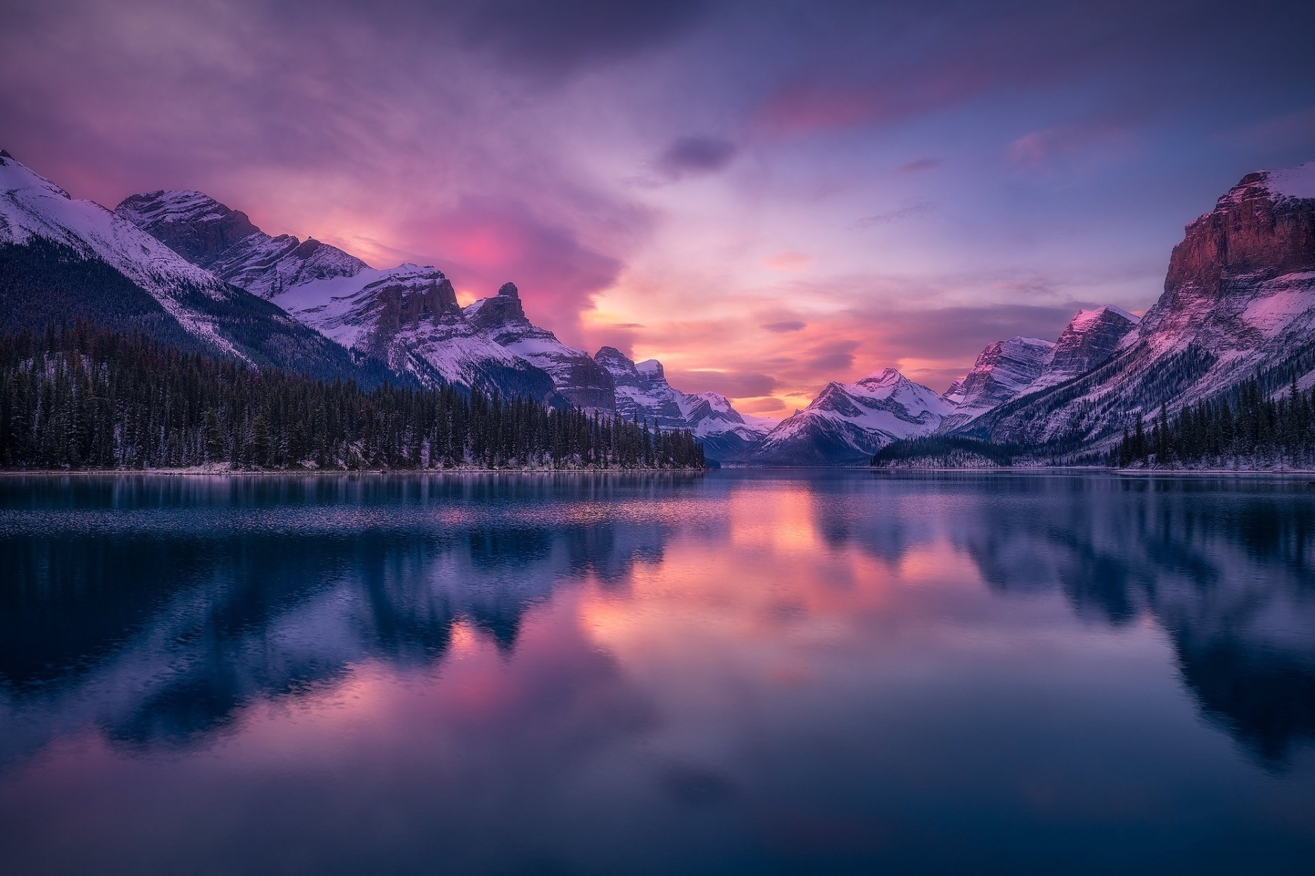 Download Sunset Twilight Reflection Mountain Nature Lake HD Wallpaper