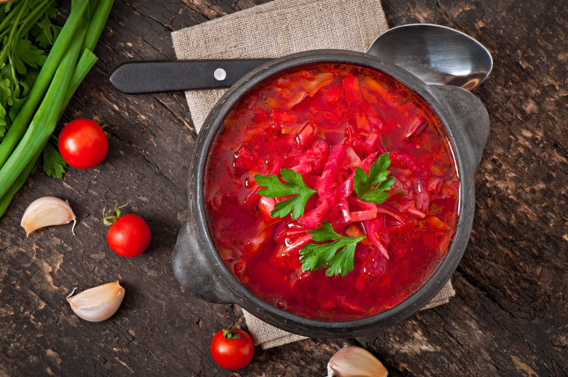 Download Garlic Borscht Tomato Food Soup 4k Ultra HD Wallpaper