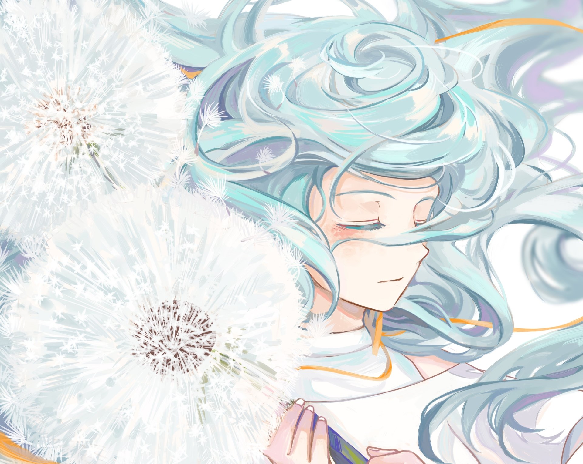 Download Blue Hair Anime Original HD Wallpaper