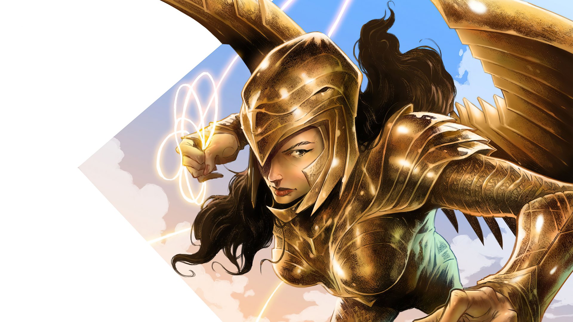 Download DC Comics Wonder Woman Movie Wonder Woman 1984 Gold Armor 4k Ultra HD Wallpaper