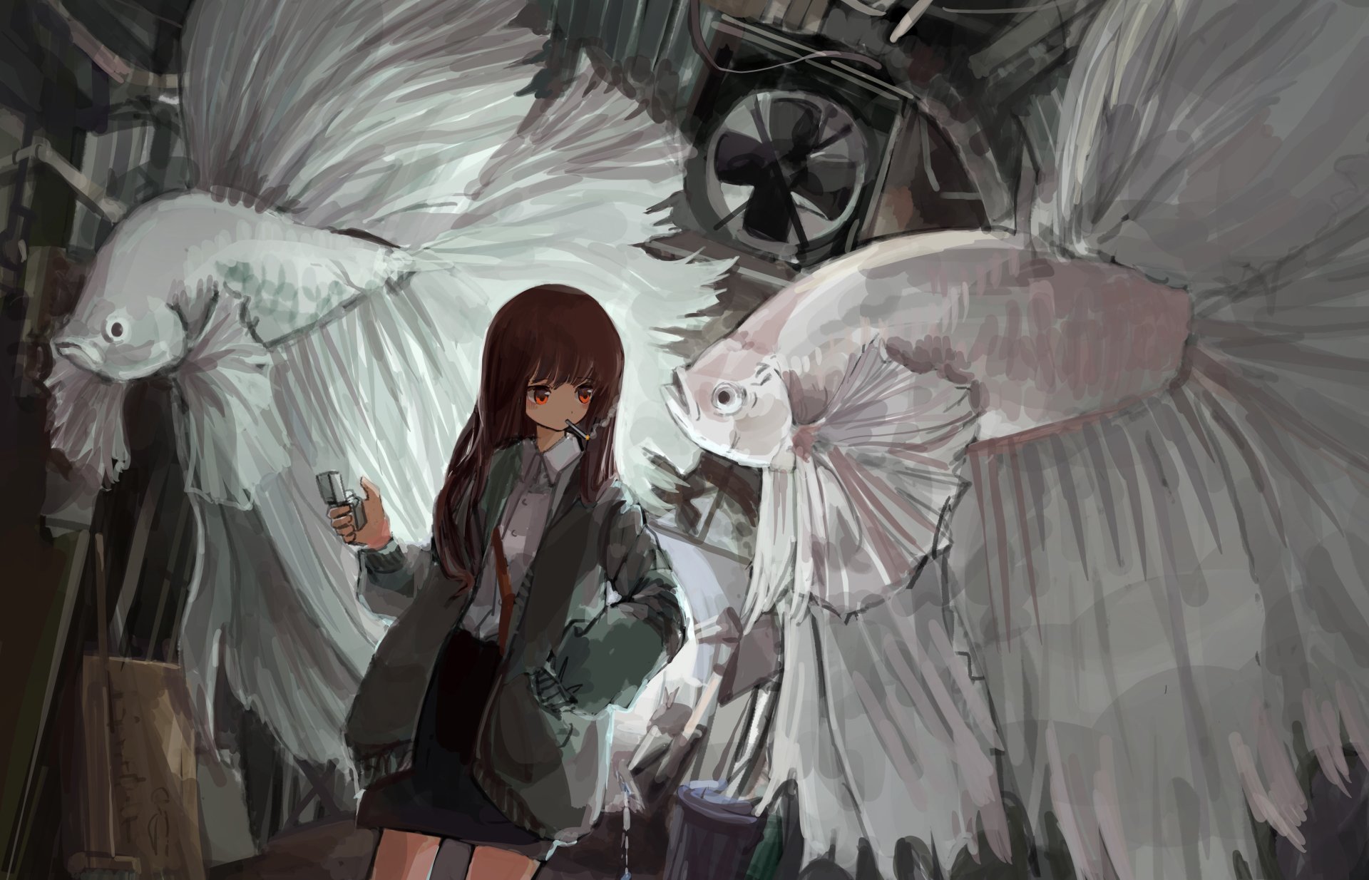 Download Fish Anime Original 4k Ultra HD Wallpaper by 堅貝