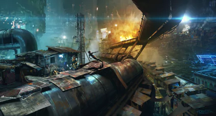 Alita (Alita: Battle Angel) futuristic city cyberpunk cityscape movie Alita: Battle Angel HD Desktop Wallpaper | Background Image