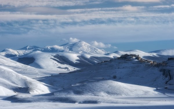 Photography Mountain Mountains Sky Snow Italy Winter Umbria HD Wallpaper | Background Image