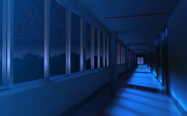 starry sky corridor night Anime Original anime night HD Desktop Wallpaper | Background Image