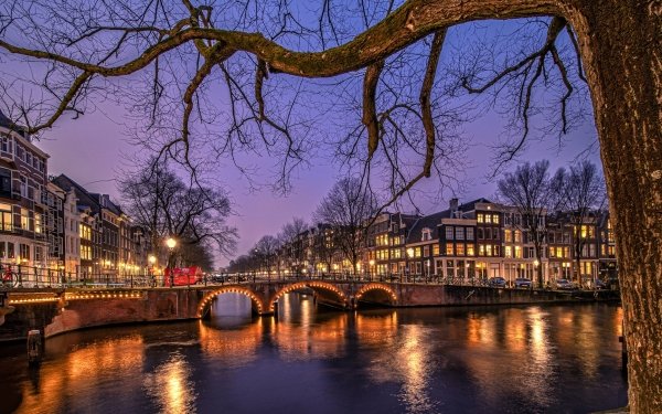 Man Made Amsterdam Cities Netherlands Canal Bridge City HD Wallpaper | Background Image