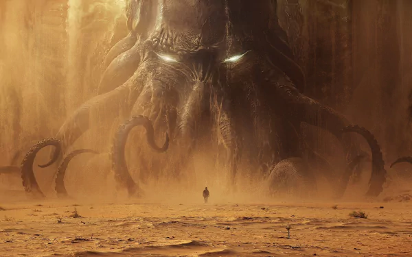  Massive Cthulhu Coming Out Of The Desert by Andree Wallin
