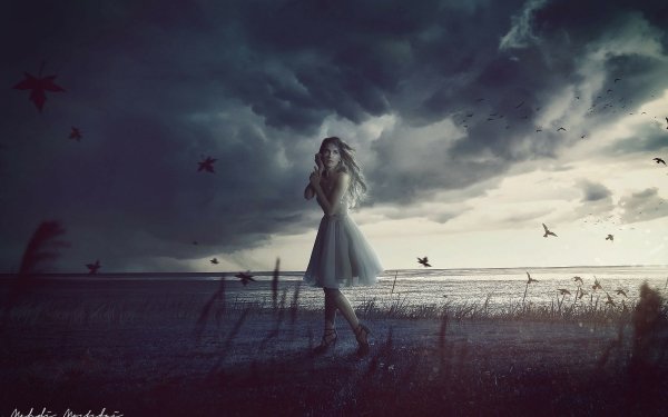 Women Model Sky Night Lake HD Wallpaper | Background Image
