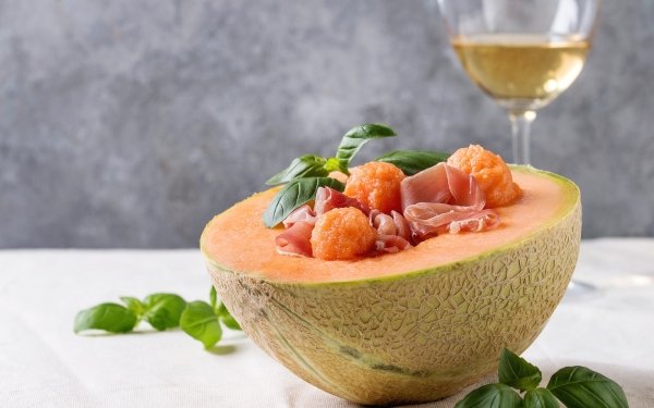 Food Melon Fruits Wine Glass Ham Basil HD Wallpaper | Background Image