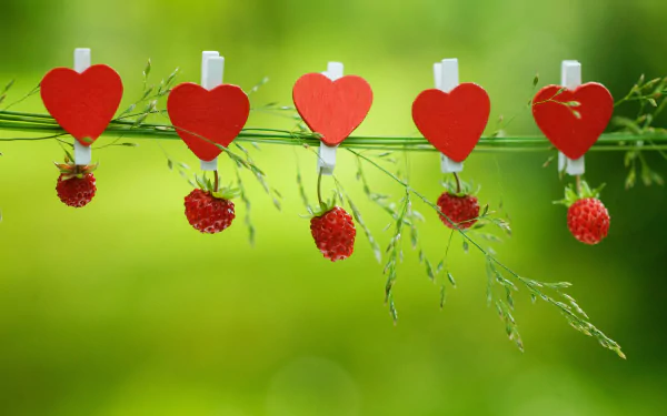 clothes pin heart berry food strawberry HD Desktop Wallpaper | Background Image