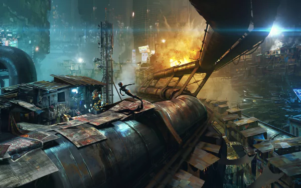 Alita (Alita: Battle Angel) futuristic city cyberpunk cityscape movie Alita: Battle Angel HD Desktop Wallpaper | Background Image