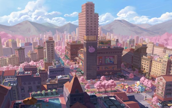Anime City Building HD Wallpaper | Background Image