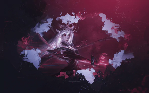 Lux (League of Legends) wields radiant magic against dark crimson clouds — 4K Ultra HD PC desktop wallpaper/background from the League of Legends video game.