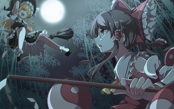 Anime Touhou Reimu Hakurei Marisa Kirisame HD Wallpaper | Background Image