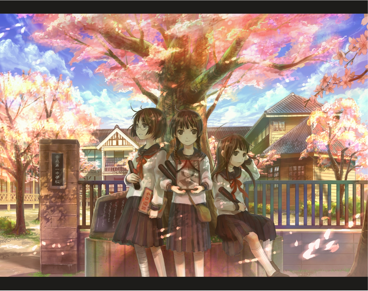 Anime girl desktop wallpaper by Fuji Choko.