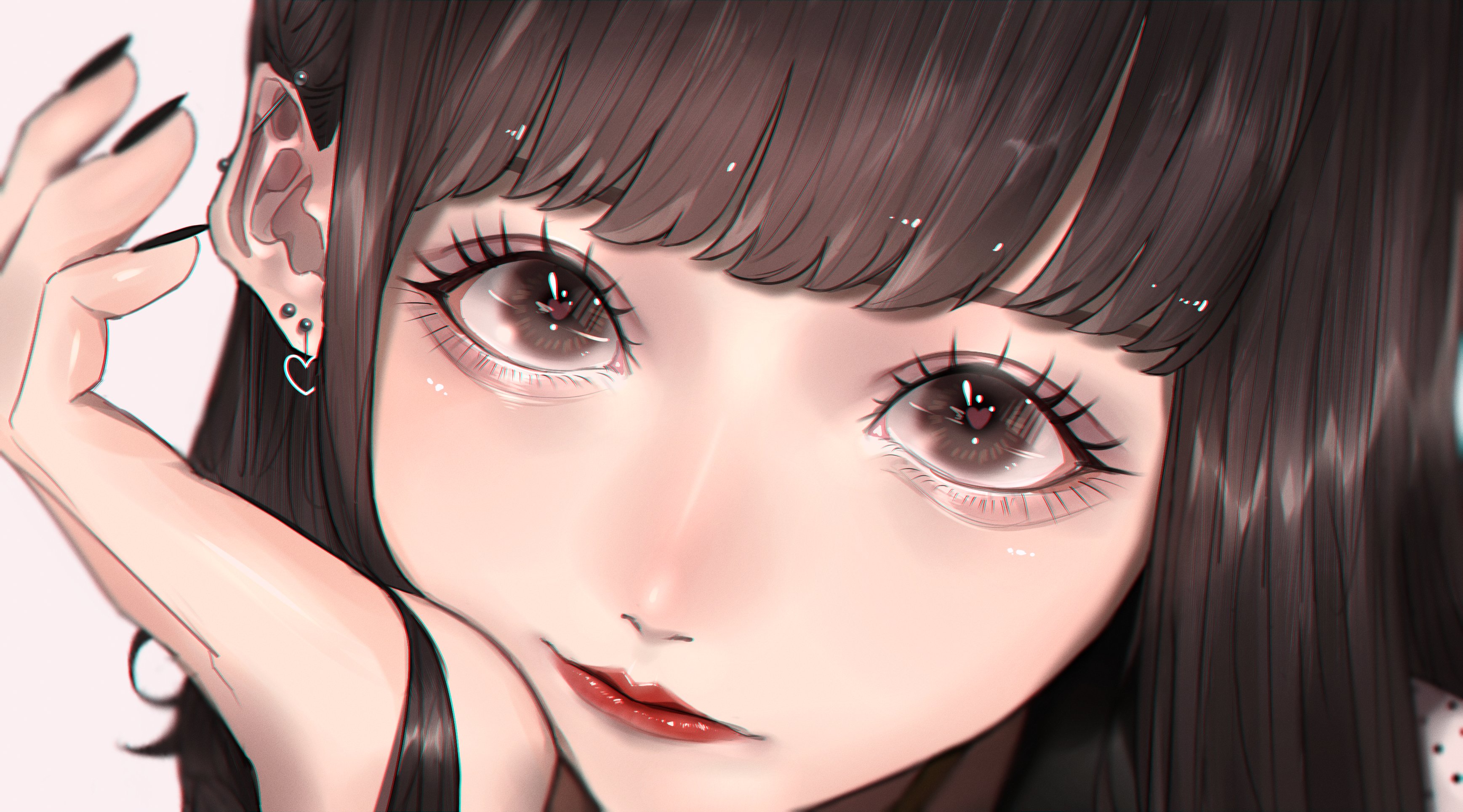 Wallpaper eyelashes, girl, mole, bangs, in profile, looking up