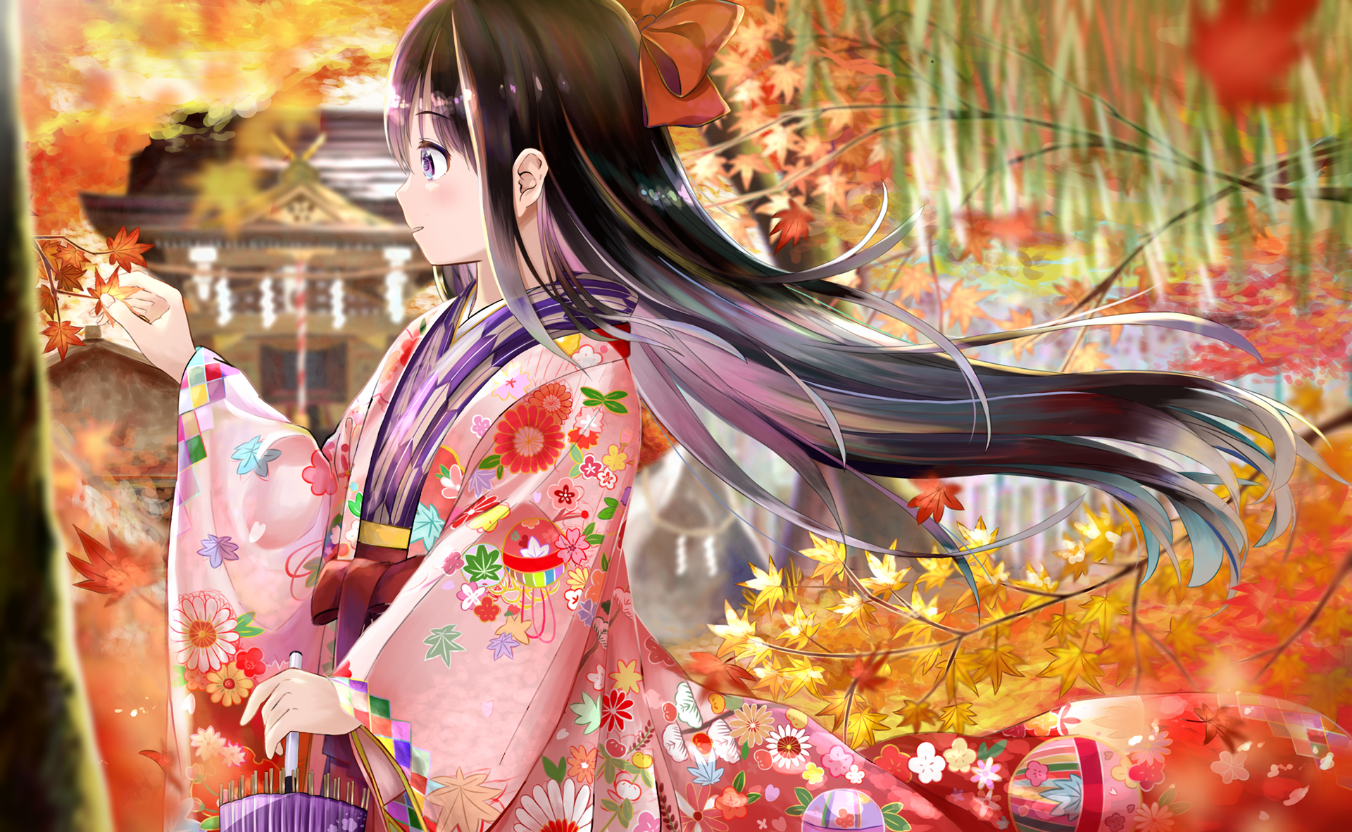 Download Long Hair Anime Original HD Wallpaper by 青葉みつ