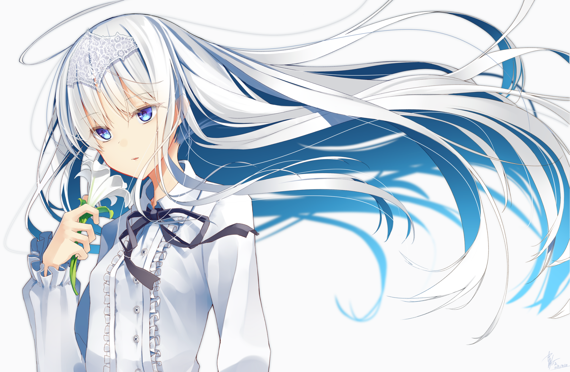 Download Long Hair Anime Original HD Wallpaper by まかだみぁ