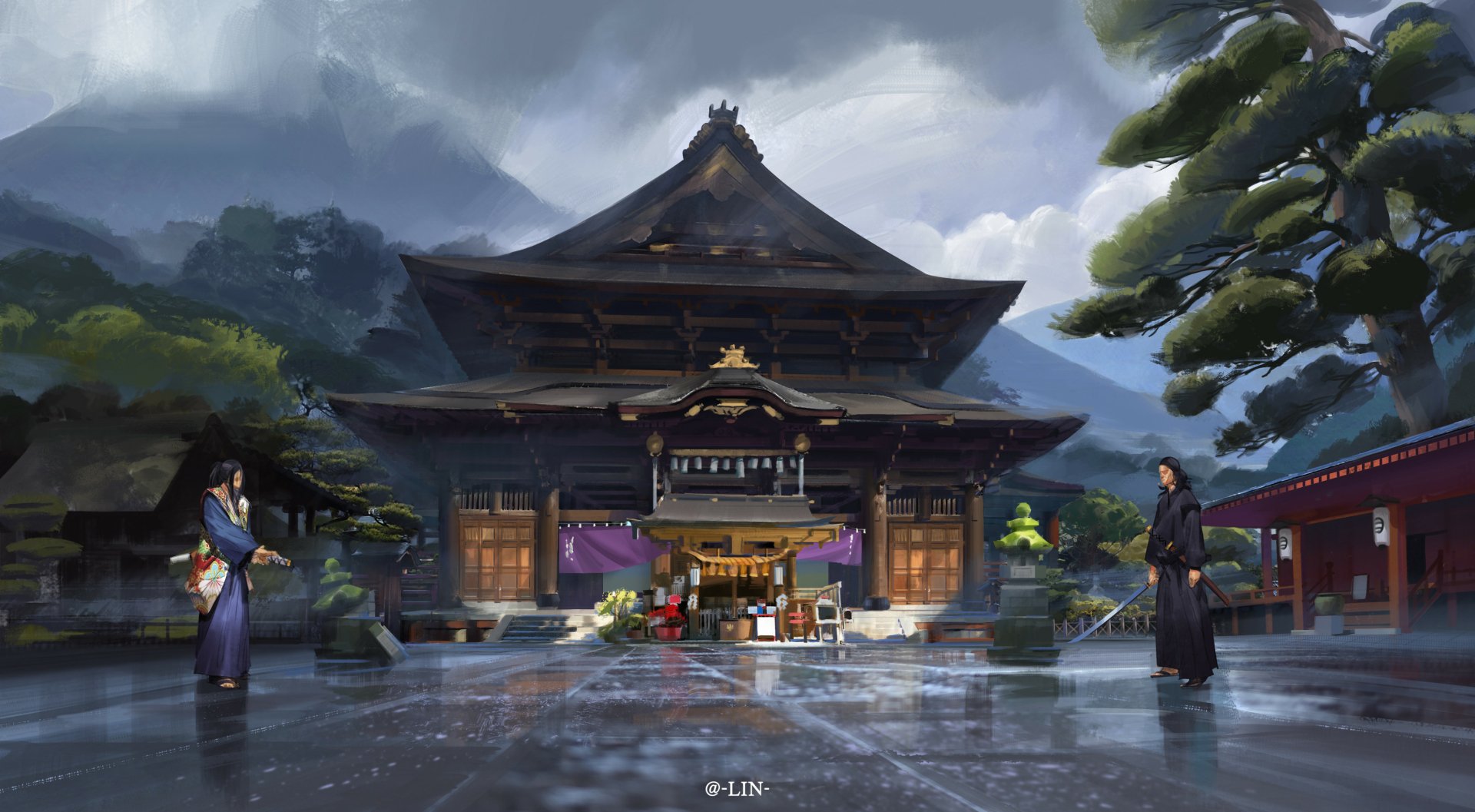 Fantasy Samurai HD Wallpaper by lin-a