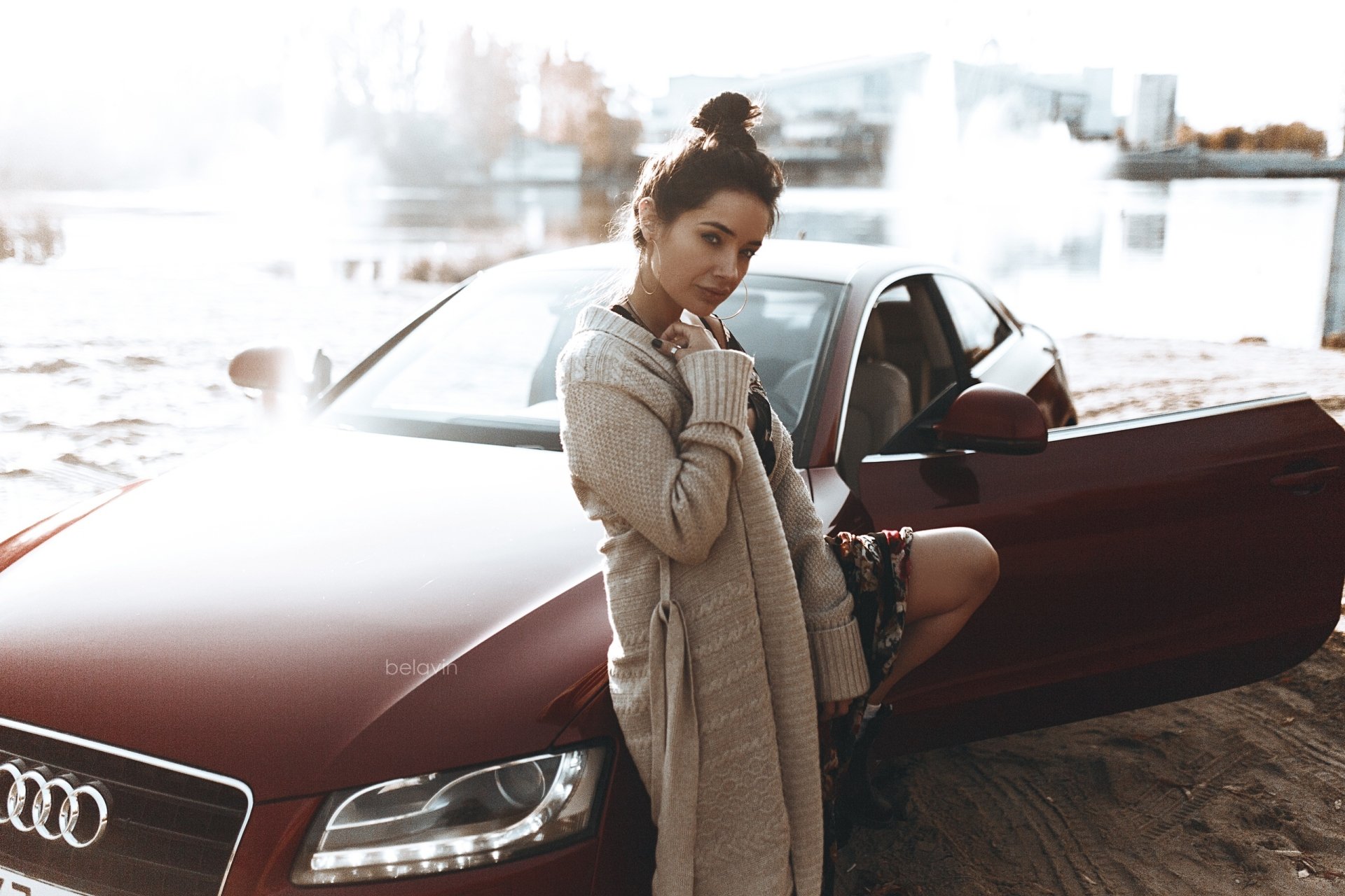 Download Audi Car Woman Girls & Cars HD Wallpaper by Alexander Belavin