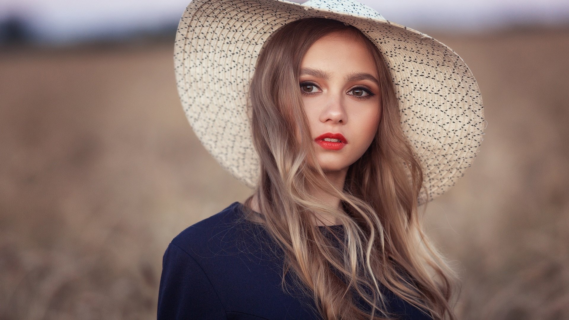 Download Anastasia Kosukhina Depth Of Field Lipstick Hat Blonde Woman Model Hd Wallpaper By 6115