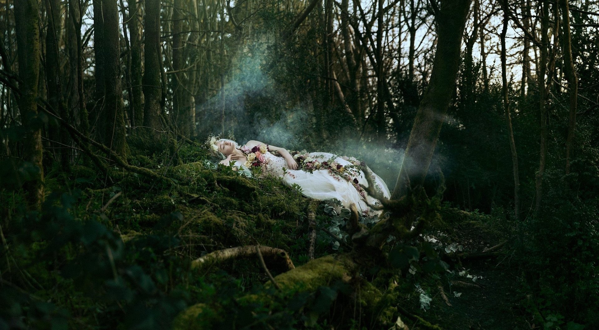 Download Sleeping Flower Forest Woman Mood HD Wallpaper by Bella Kotak