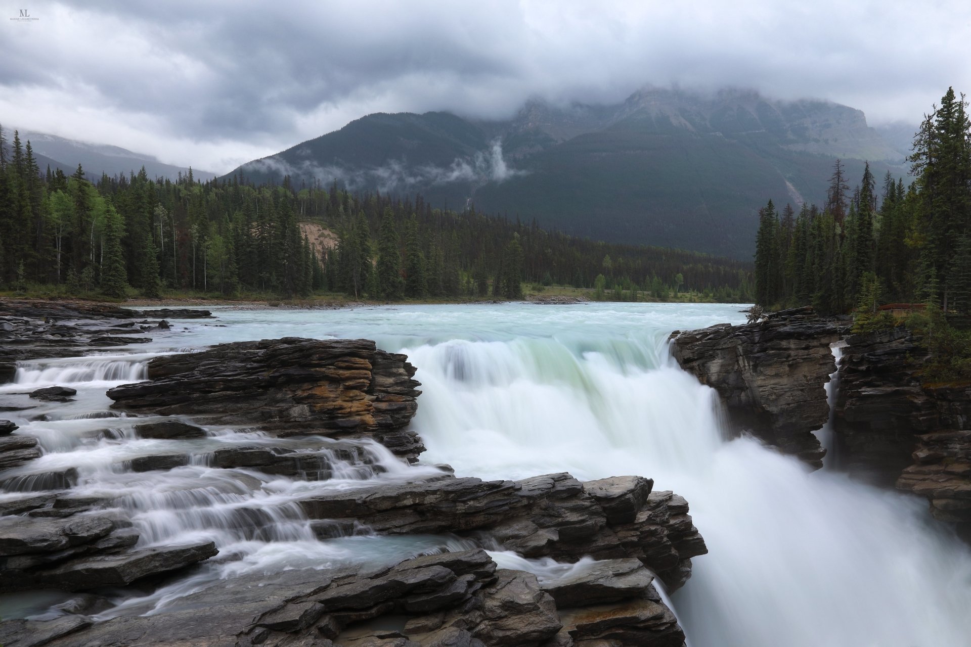 Download Waterfall River Mountain Jasper National Park Canada Alberta ...